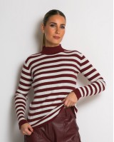 Μπλούζα πλεκτή ριγέ λουπέτο μπορντώ