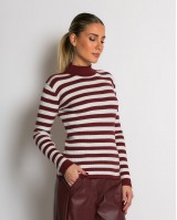 Μπλούζα πλεκτή ριγέ λουπέτο μπορντώ