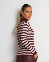 Μπλούζα πλεκτή ριγέ λουπέτο μπορντώ
