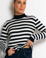 Μπλούζα πλεκτή ριγέ λουπέτο navy