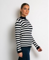 Μπλούζα πλεκτή ριγέ λουπέτο navy