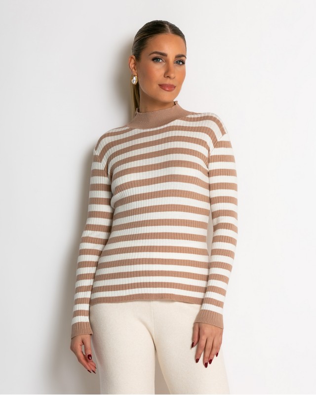 Μπλούζα πλεκτή ριγέ λουπέτο ταμπά