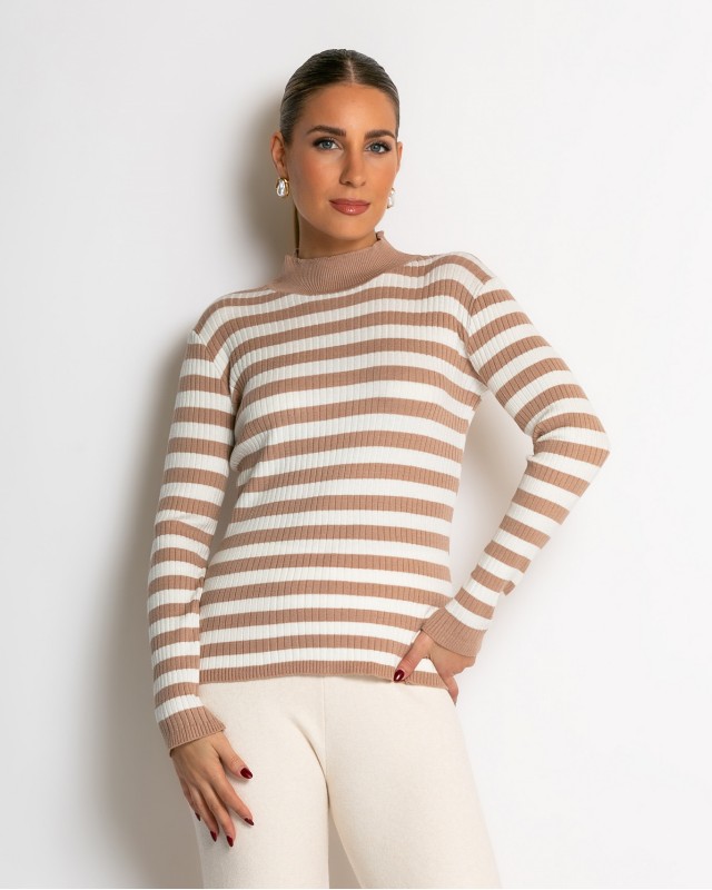 Μπλούζα πλεκτή ριγέ λουπέτο ταμπά