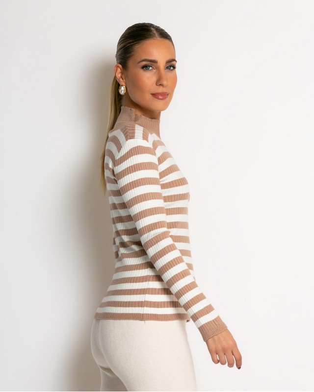 Μπλούζα πλεκτή ριγέ λουπέτο ταμπά