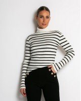 Μπλούζα πλεκτή ριγέ ζιβάγκο εκρού