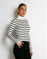 Μπλούζα πλεκτή ριγέ ζιβάγκο εκρού