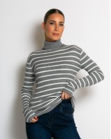 Μπλούζα πλεκτή ριγέ ζιβάγκο γκρι