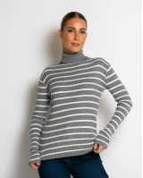 Μπλούζα πλεκτή ριγέ ζιβάγκο γκρι