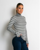 Μπλούζα πλεκτή ριγέ ζιβάγκο γκρι