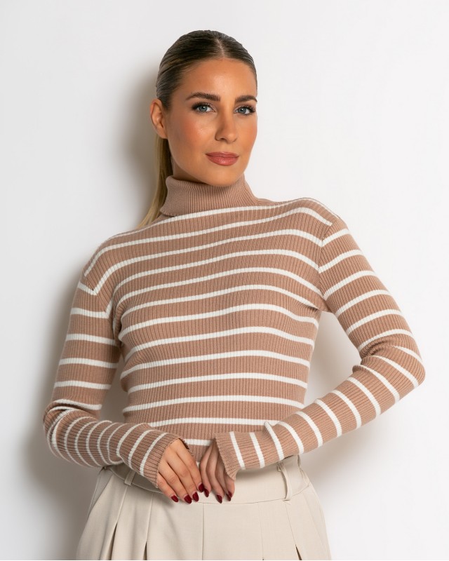 Μπλούζα πλεκτή ριγέ ζιβάγκο ταμπά