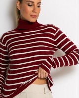 Μπλούζα πλεκτή ριγέ ζιβάγκο μπορντώ