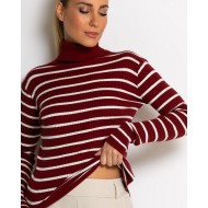 Μπλούζα πλεκτή ριγέ ζιβάγκο μπορντώ