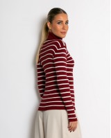 Μπλούζα πλεκτή ριγέ ζιβάγκο μπορντώ