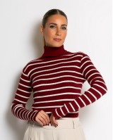Μπλούζα πλεκτή ριγέ ζιβάγκο μπορντώ