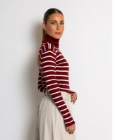 Μπλούζα πλεκτή ριγέ ζιβάγκο μπορντώ