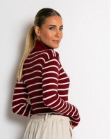 Μπλούζα πλεκτή ριγέ ζιβάγκο μπορντώ