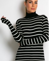 Μπλούζα πλεκτή ριγέ ζιβάγκο μαύρο