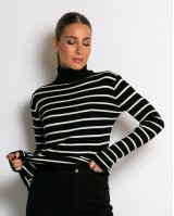 Μπλούζα πλεκτή ριγέ ζιβάγκο μαύρο