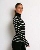 Μπλούζα πλεκτή ριγέ ζιβάγκο μαύρο