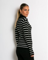 Μπλούζα πλεκτή ριγέ ζιβάγκο μαύρο