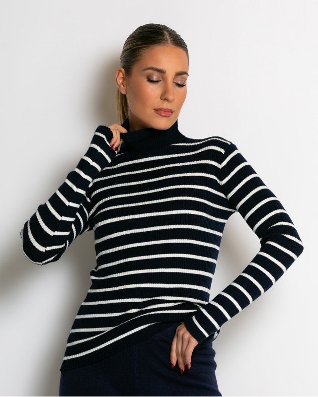 Μπλούζα πλεκτή ριγέ ζιβάγκο navy