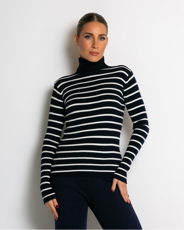 Μπλούζα πλεκτή ριγέ ζιβάγκο navy