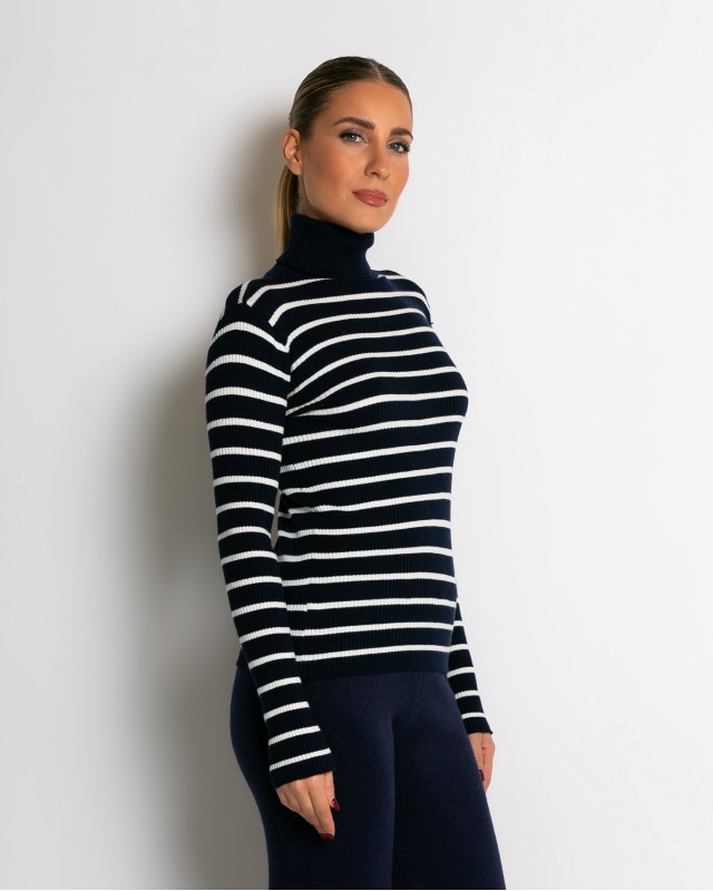 Μπλούζα πλεκτή ριγέ ζιβάγκο navy