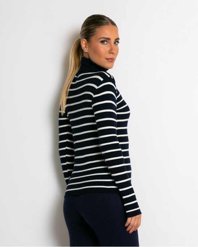 Μπλούζα πλεκτή ριγέ ζιβάγκο navy