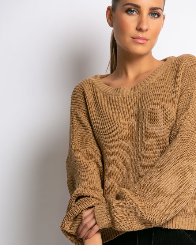 Μπλούζα πλεκτή κάμελ