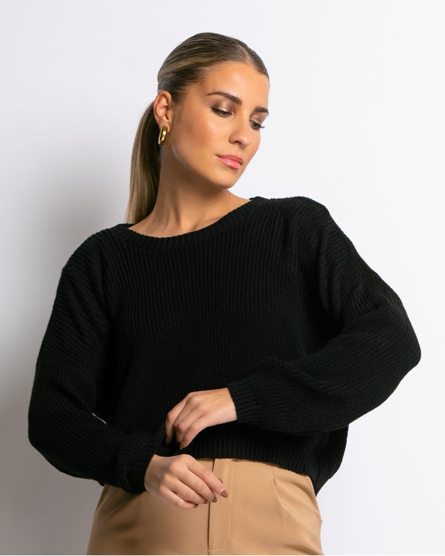 Μπλούζα πλεκτή μαύρη