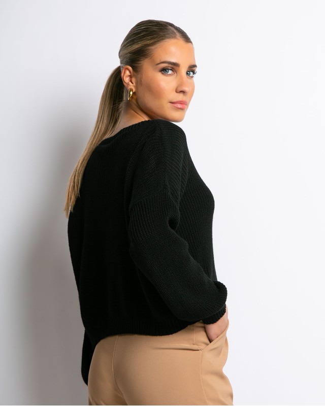 Μπλούζα πλεκτή μαύρη