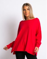 Μπλούζα πλεκτή απαλή υφή με χαμόγελο κόκκινο