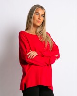 Μπλούζα πλεκτή απαλή υφή με χαμόγελο κόκκινο