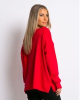 Μπλούζα πλεκτή απαλή υφή με χαμόγελο κόκκινο