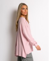 Μπλούζα πλεκτή απαλή υφή με χαμόγελο ροζ ανοιχτό