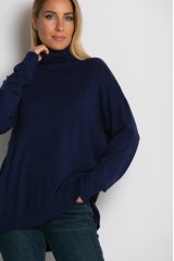 Μπλούζα ψιλό πλεκτό ζιβάγκο ασυμμετρο σε άνετη γραμμή navy