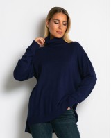 Μπλούζα ψιλό πλεκτό ζιβάγκο ασυμμετρο σε άνετη γραμμή navy