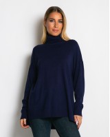 Μπλούζα ψιλό πλεκτό ζιβάγκο ασυμμετρο σε άνετη γραμμή navy
