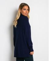 Μπλούζα ψιλό πλεκτό ζιβάγκο ασυμμετρο σε άνετη γραμμή navy