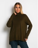 Μπλούζα ψιλό πλεκτό ζιβάγκο ασυμμετρο σε άνετη γραμμή χακί