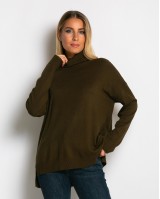 Μπλούζα ψιλό πλεκτό ζιβάγκο ασυμμετρο σε άνετη γραμμή χακί