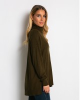 Μπλούζα ψιλό πλεκτό ζιβάγκο ασυμμετρο σε άνετη γραμμή χακί