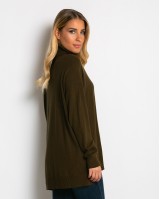 Μπλούζα ψιλό πλεκτό ζιβάγκο ασυμμετρο σε άνετη γραμμή χακί