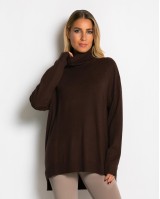 Μπλούζα ψιλό πλεκτό ζιβάγκο ασυμμετρο σε άνετη γραμμή καφέ