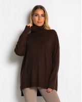 Μπλούζα ψιλό πλεκτό ζιβάγκο ασυμμετρο σε άνετη γραμμή καφέ
