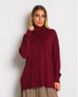 Μπλούζα ψιλό πλεκτό ζιβάγκο ασυμμετρο σε άνετη γραμμή μπορντό