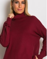 Μπλούζα ψιλό πλεκτό ζιβάγκο ασυμμετρο σε άνετη γραμμή μπορντό