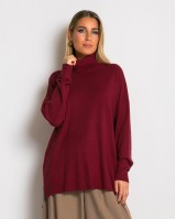 Μπλούζα ψιλό πλεκτό ζιβάγκο ασυμμετρο σε άνετη γραμμή μπορντό