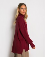 Μπλούζα ψιλό πλεκτό ζιβάγκο ασυμμετρο σε άνετη γραμμή μπορντό