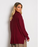 Μπλούζα ψιλό πλεκτό ζιβάγκο ασυμμετρο σε άνετη γραμμή μπορντό